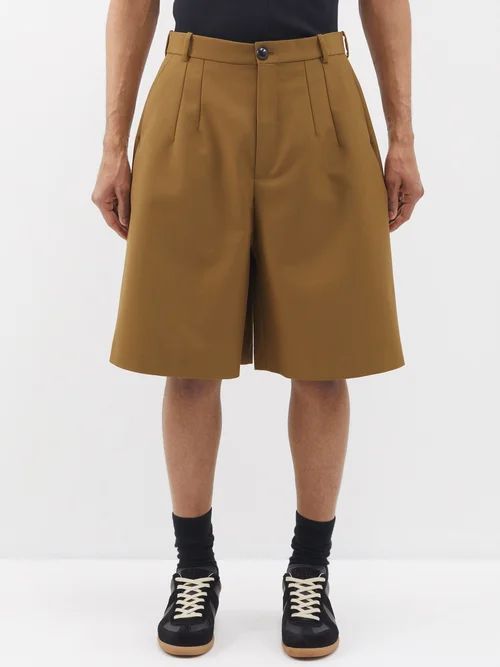 Kucer Wool-blend Shorts - Mens - Khaki