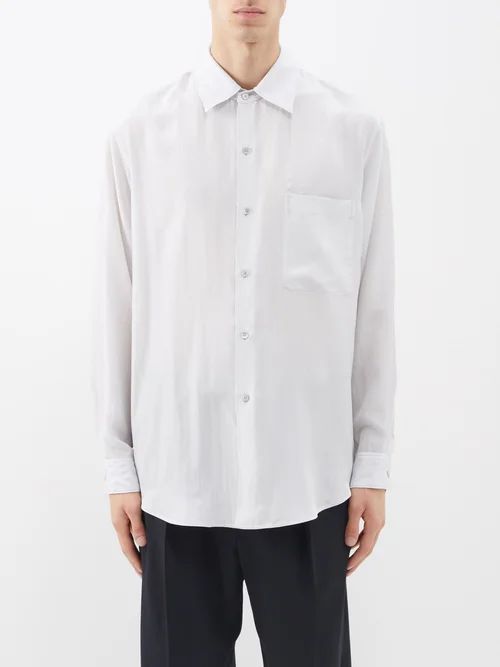 Patch-pocket Silk Shirt - Mens - White