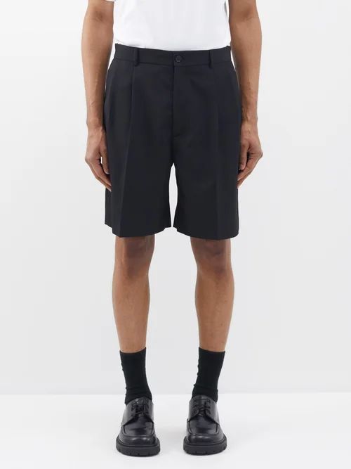 Radd Pleated Technical-twill Shorts - Mens - Black