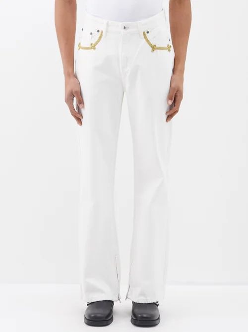 Hussar Embroidered Jeans - Mens - Cream
