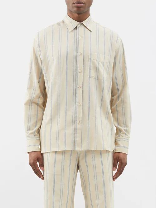 Striped Organic-cotton Shirt - Mens - Beige Multi