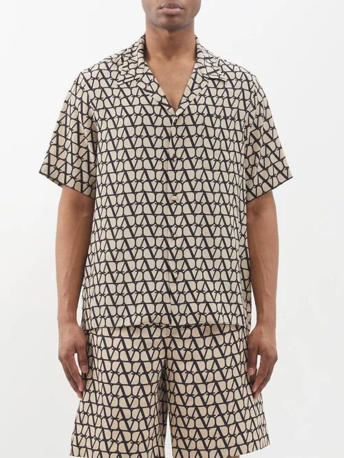 Toile Iconographe Silk Crepe-de-chine Shirt - Mens - Brown Multi