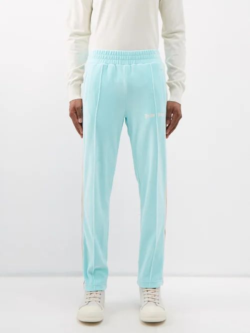 Logo-embroidered Chenille Track Pants - Mens - Light Blue