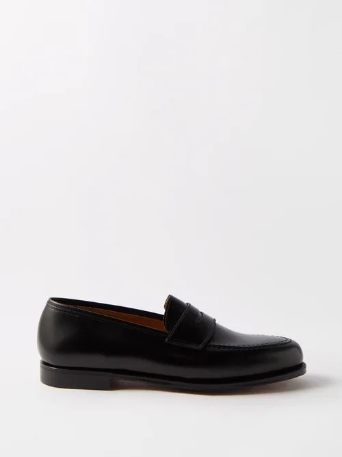Boston Leather Penny Loafers - Mens - Black