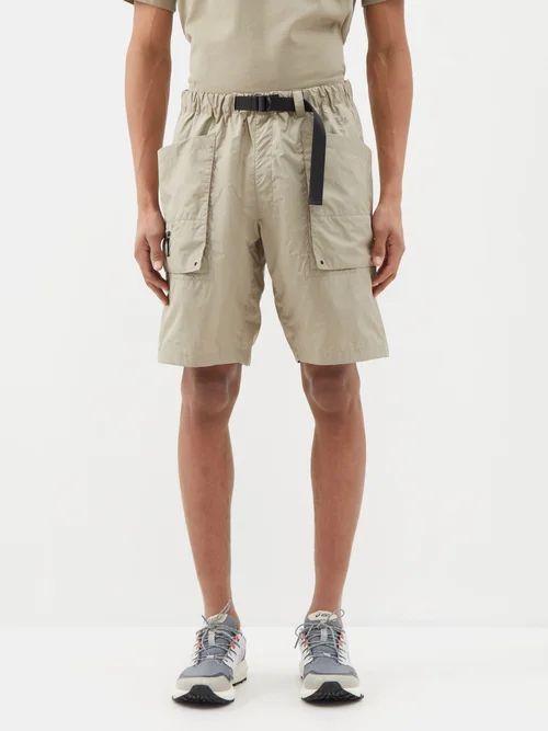 Buckled-strap Ripstop Cargo Shorts - Mens - Beige