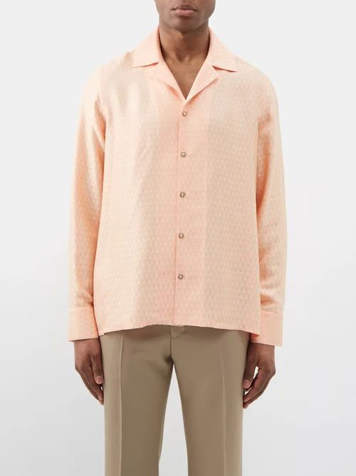 The Giulio Jacquard-twill Shirt - Mens - Pink