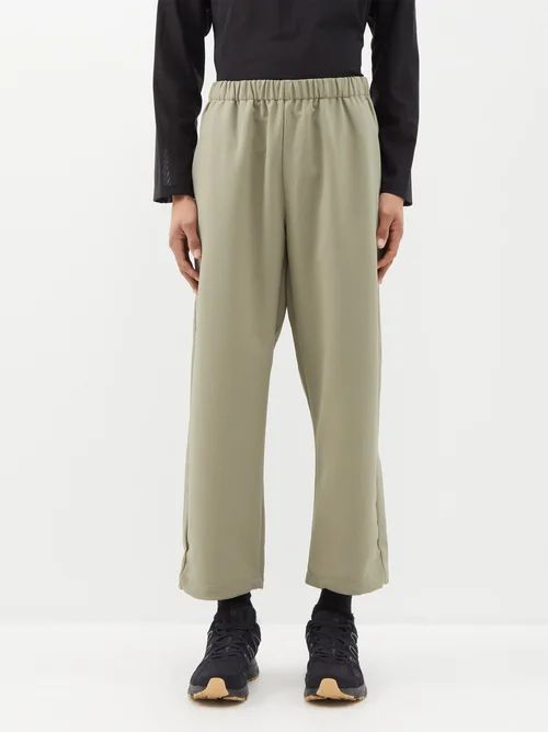 Wide-leg Softshell Trousers - Mens - Olive