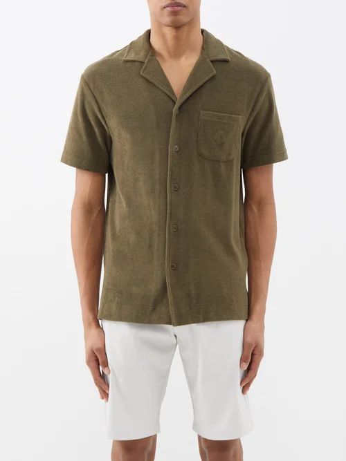 Cabana Riviera Cotton-terry Shirt - Mens - Dark Green