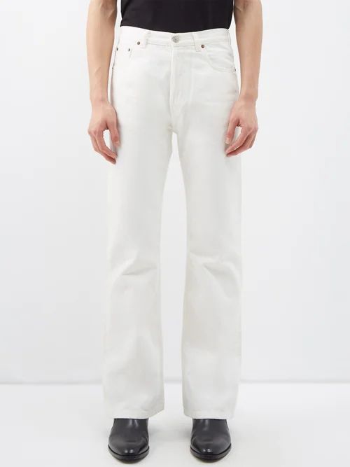 High-rise Flared-leg Jeans - Mens - Cream