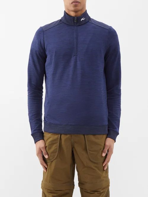 Liam High-neck Mélange Sweatshirt - Mens - Blue Navy