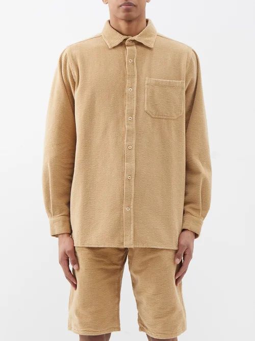 Patch-pocket Cotton-corduroy Shirt - Mens - Beige