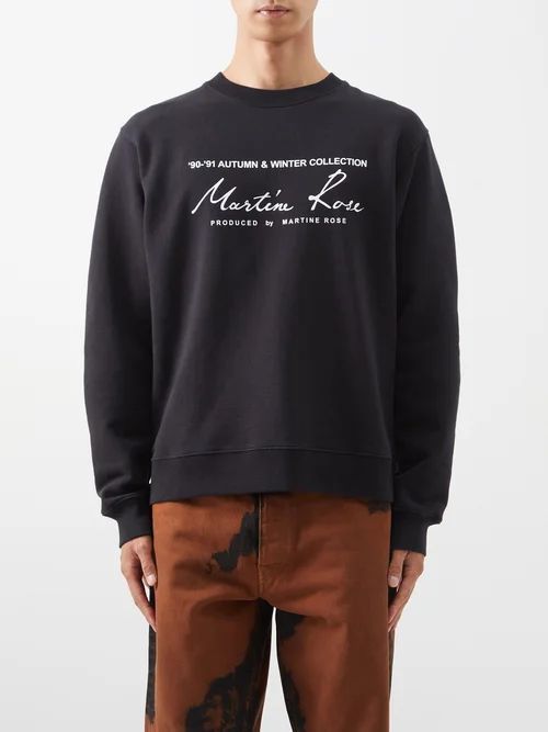 Logo-print Cotton-jersey Sweatshirt - Mens - Black