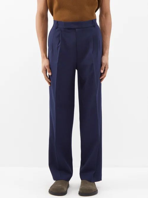 Beo Pressed Straight-leg Trousers - Mens - Blue