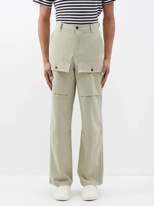 Grant Flap-pocket Twill Cargo Trousers - Mens - Green