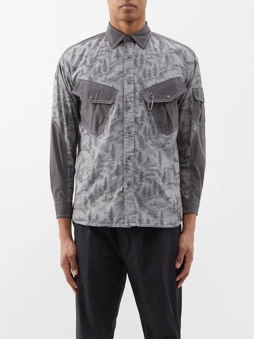 In The Mountain Printed Cotton-blend Ripstop Shirt - Mens - Charcoal