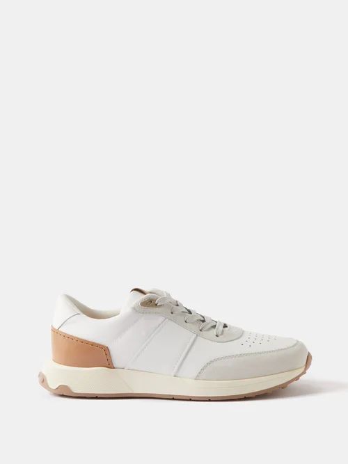 Leather And Suede Trainers - Mens - White