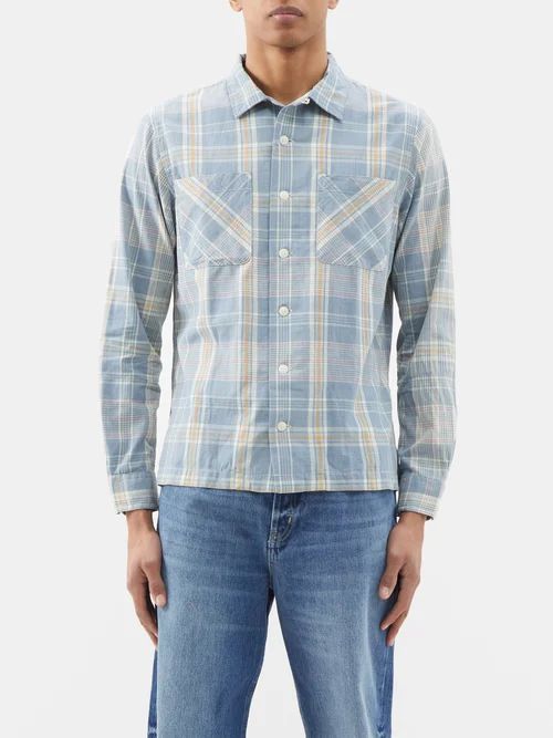 Checked Cotton-madras Shirt - Mens - Blue Multi