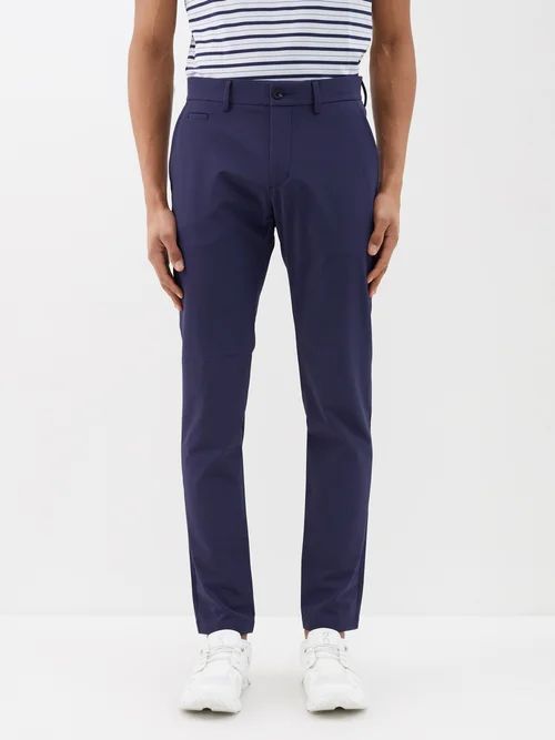 Ike Slim-leg Stretch-jersey Trousers - Mens - Blue Navy