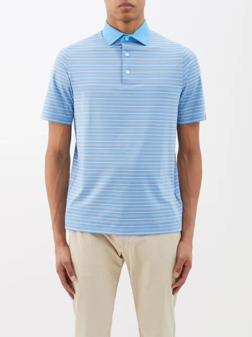 Luis Technical Golf Polo Shirt - Mens - Blue Stripe