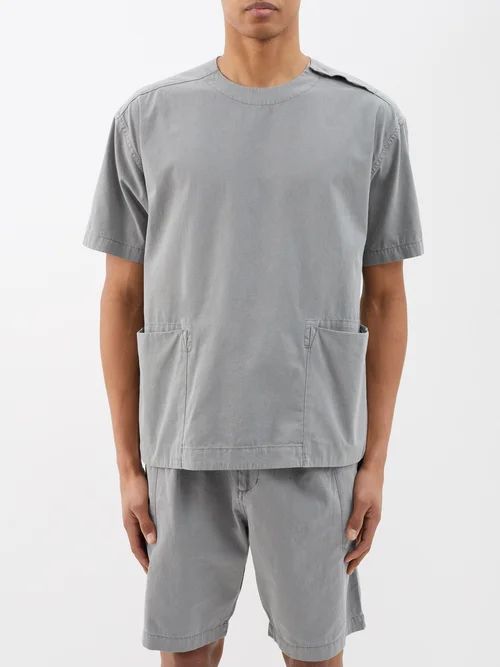 Patch-pocket Recycled-cotton T-shirt - Mens - Grey