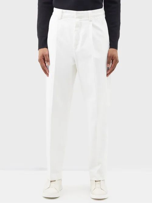 Pleated Straight-leg Jeans - Mens - White