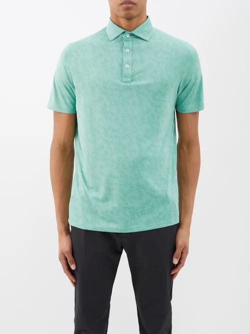 Stephen Floral-jacquard Polo Shirt - Mens - Light Green
