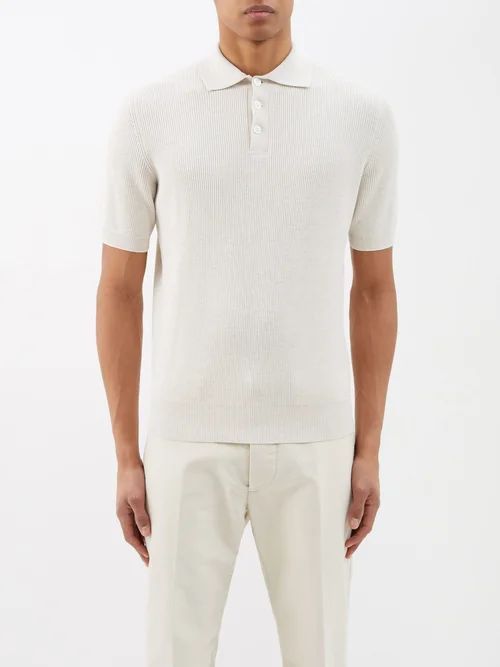 Cotton Polo Shirt - Mens - Cream