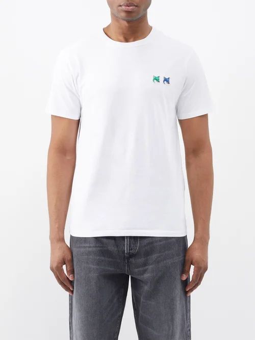 Double Fox Head-patch Cotton-jersey T-shirt - Mens - White