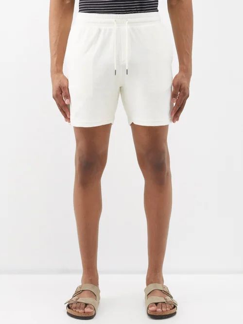 Drawstring-waist Cotton-terry Shorts - Mens - White