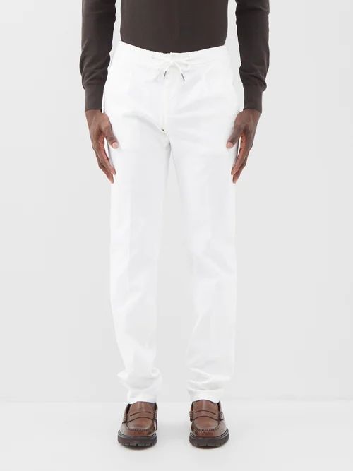 Elasticated-waist Cotton Trousers - Mens - Cream