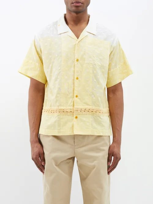 Greetings Organic-cotton Shirt - Mens - Yellow Multi