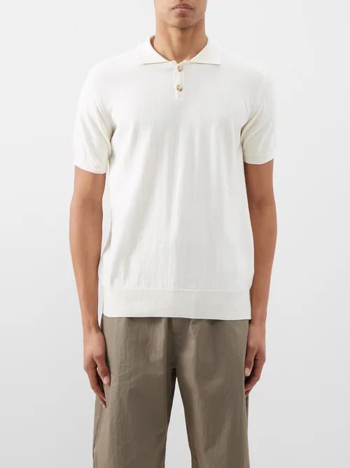 Knitted Organic-cotton Polo Shirt - Mens - Off White