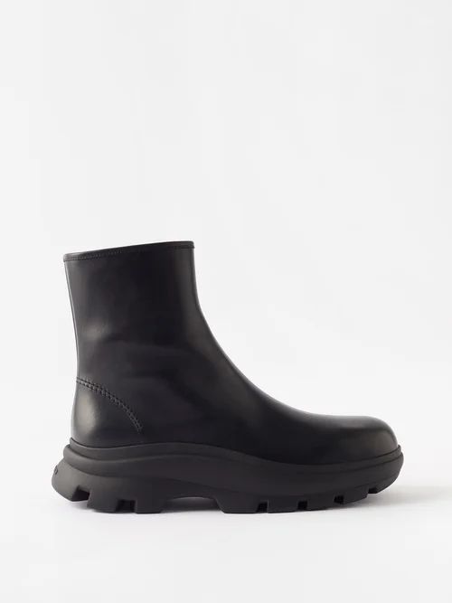 Leather Ankle Boots - Mens - Black