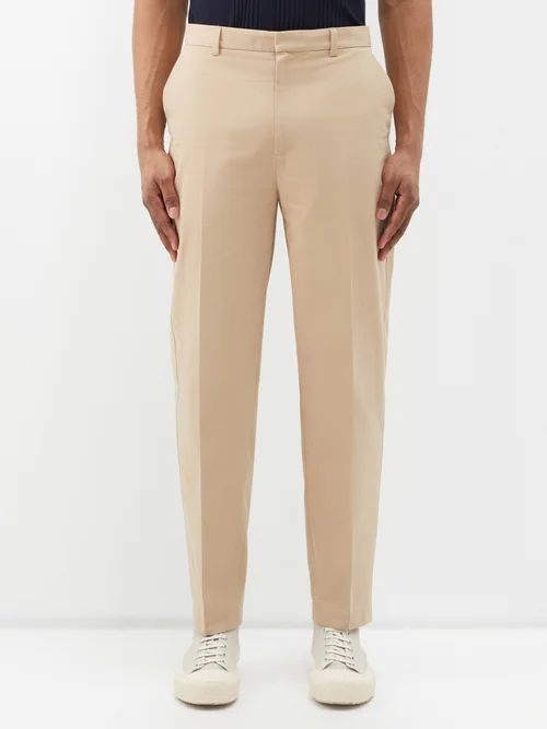 Massimo Cotton-twill Trousers - Mens - Beige
