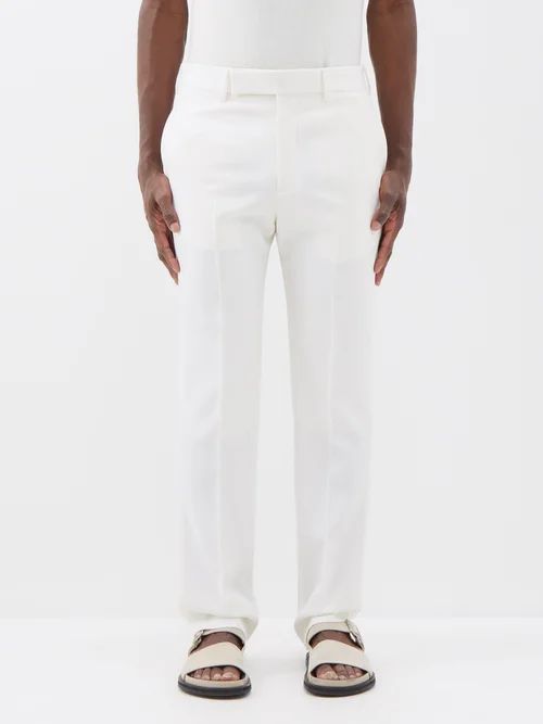 Sebastian Wool-twill Trousers - Mens - White