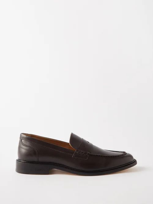 Townee Leather Penny Loafers - Mens - Dark Brown
