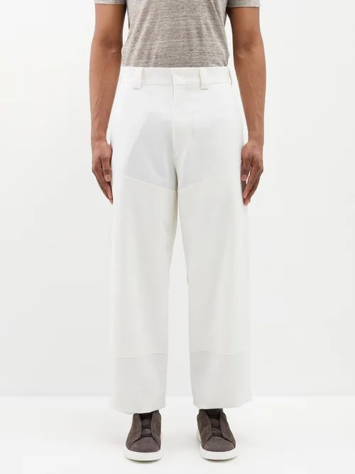 Wool Workwear Trousers - Mens - White