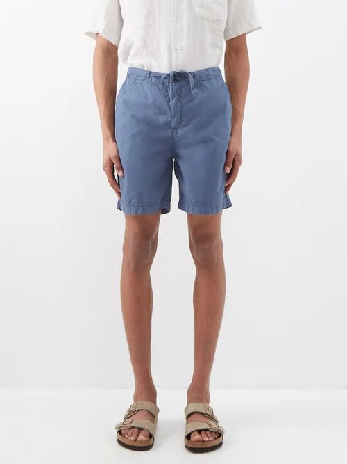 Gimmy Drawstring-waist Cotton Shorts - Mens - Blue