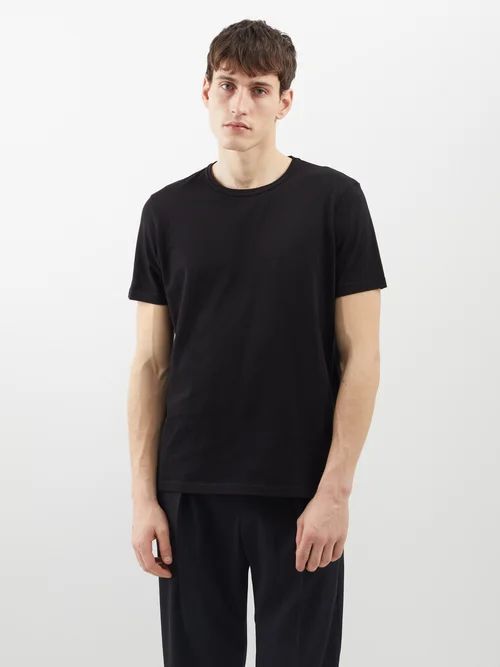 Bandiera Recycled-cotton Jersey T-shirt - Mens - Black
