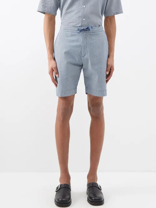 Joaquim Striped Cotton-seersucker Shorts - Mens - Blue Stripe