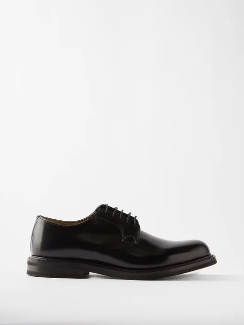 Shannon Leather Derby Shoes - Mens - Black