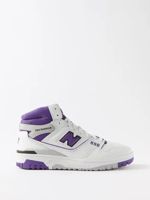Bb650 Leather High-top Trainers - Mens - Purple White
