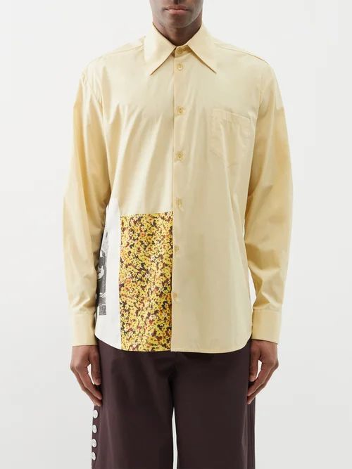 Bohaz Patchwork Cotton Shirt - Mens - Yellow