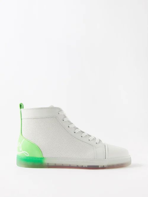 Fun Louis Perforated-leather Trainers - Mens - White Green