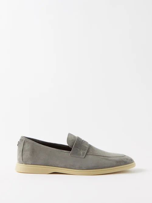 Gomme Suede Loafers - Mens - Dark Grey