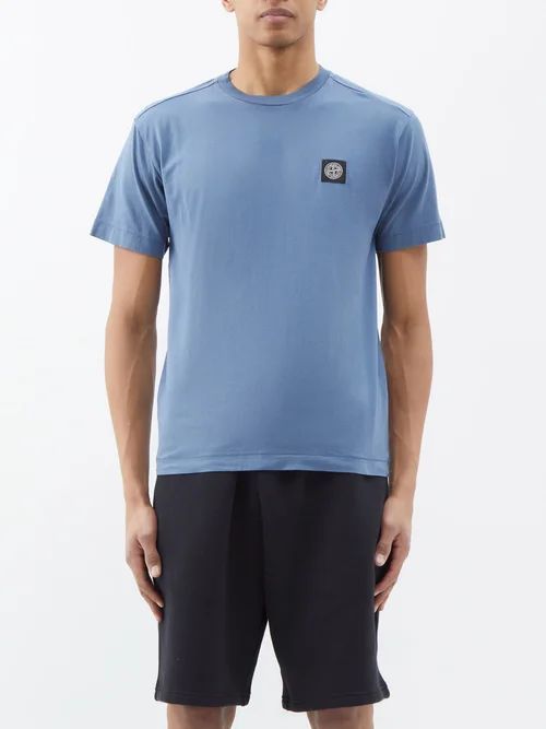 Logo-appliquéd Cotton-jersey T-shirt - Mens - Dark Blue