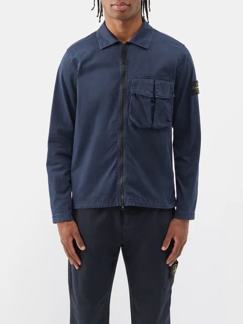 Overdyed Cotton-blend Twill Overshirt - Mens - Blue Navy