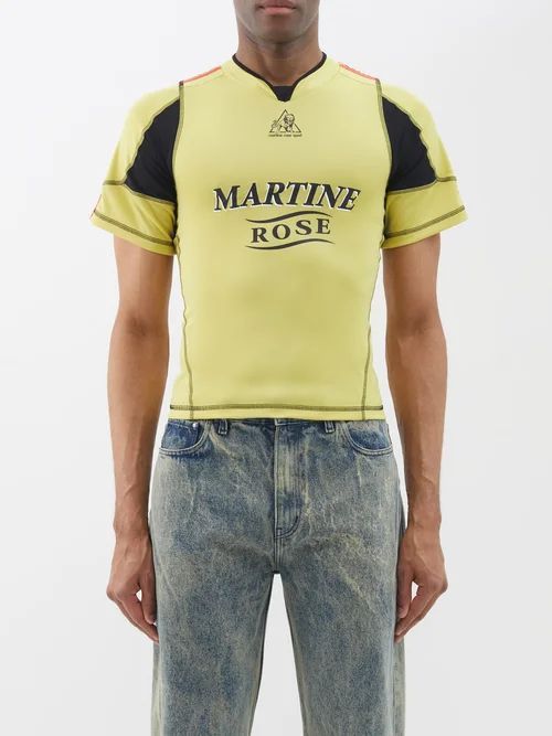 Shrunken Logo-print Jersey Football Shirt - Mens - Yellow Black