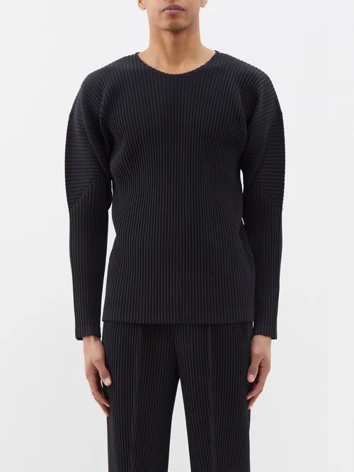 Technical-pleated Top - Mens - Black