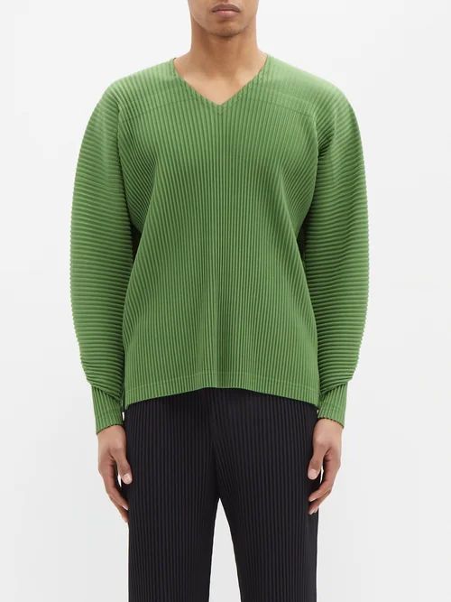 Technical-pleated Top - Mens - Green